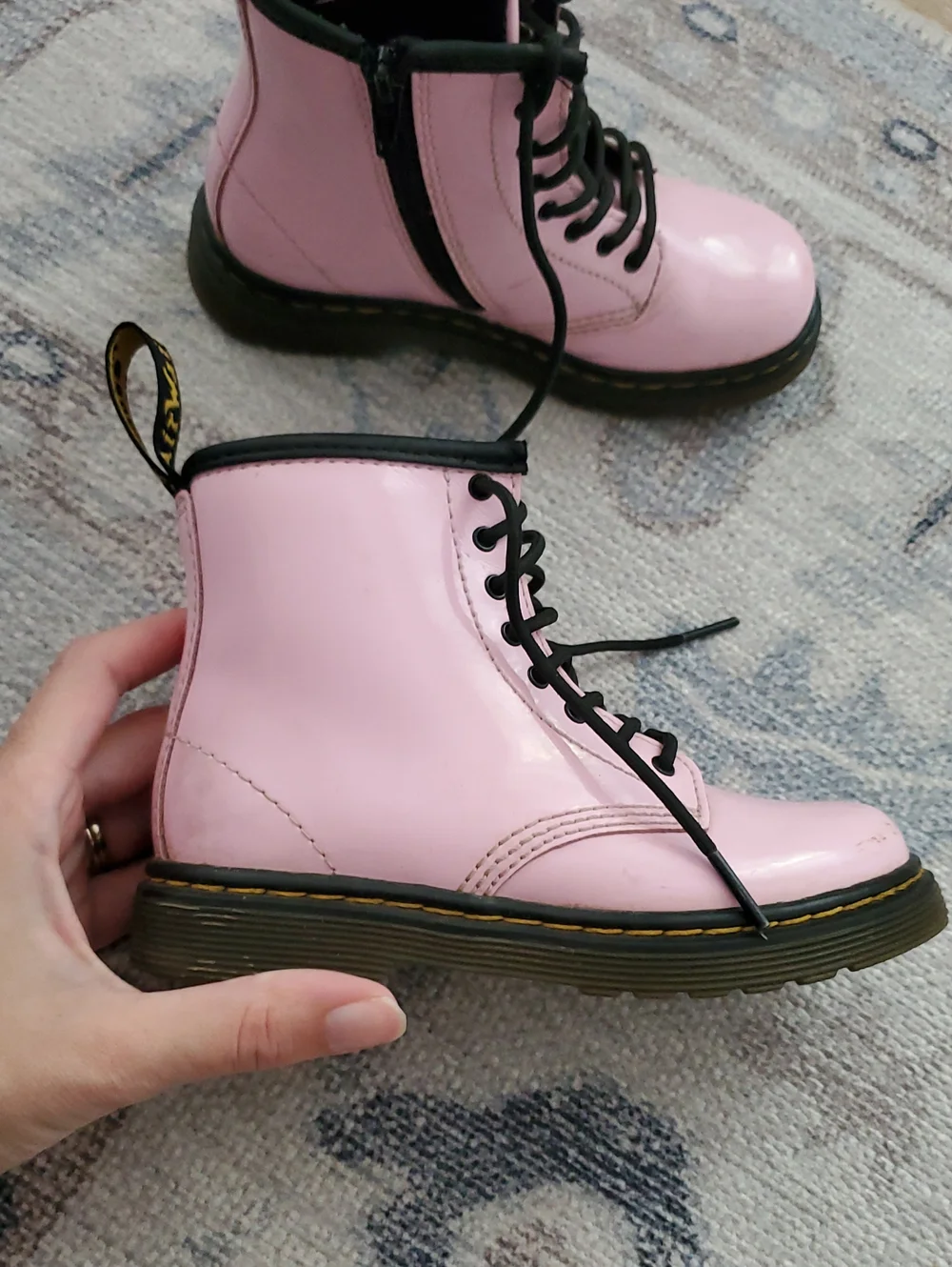 Dr. Martens Kids Pink Patent Leather Lace and Zip Boots sz10